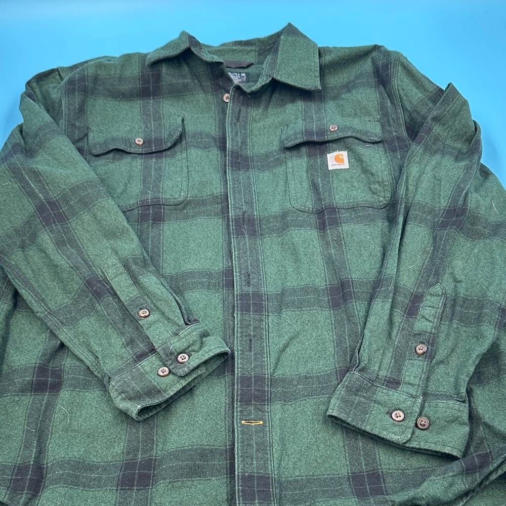 Carhartt Men's Forest Green Plaid Shirt Jacket